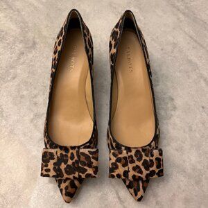 Leopard, faux fur, kitten heel shoes. size 9 1/2.